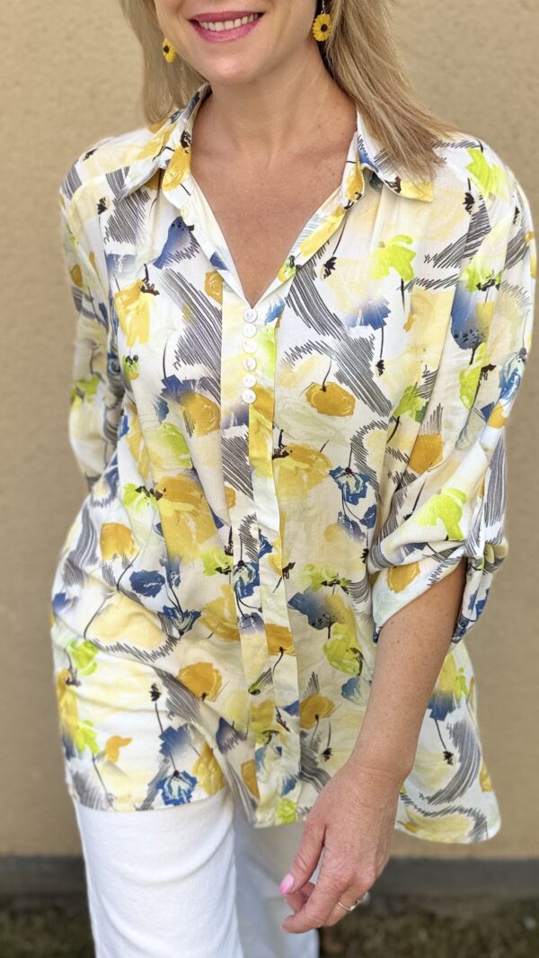 Blouse imprimés fleurs IRIS - Jaune