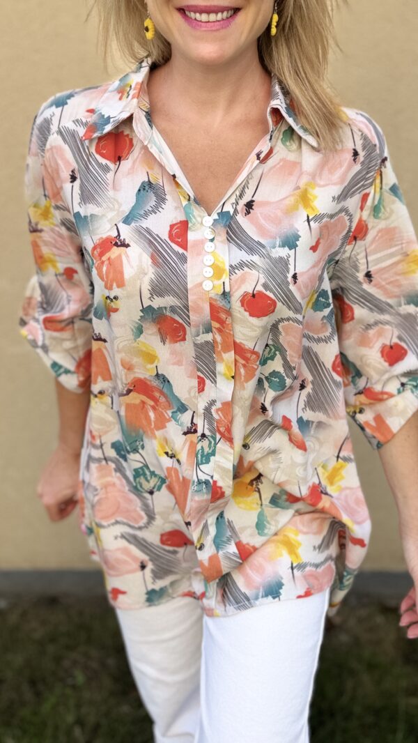 Blouse imprimés fleurs IRIS - Orange
