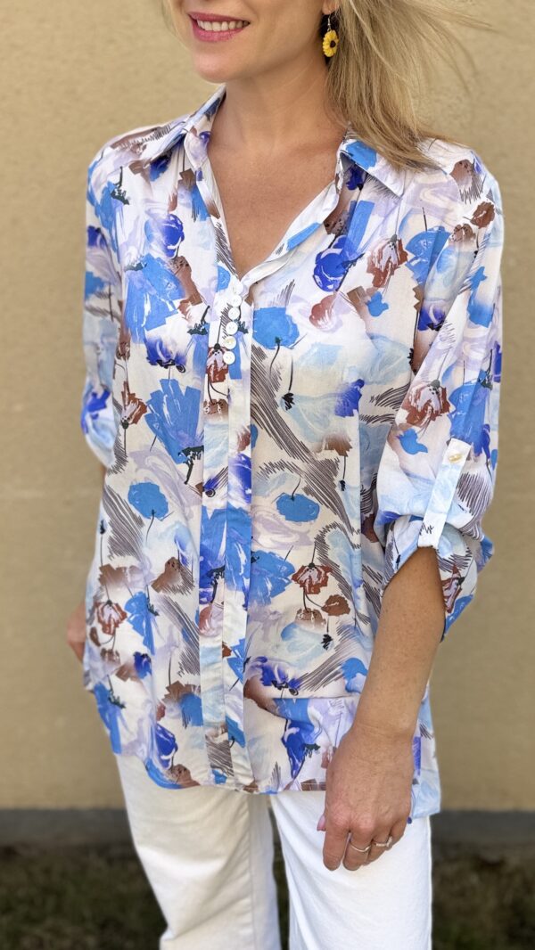Blouse imprimés fleurs IRIS - Bleu