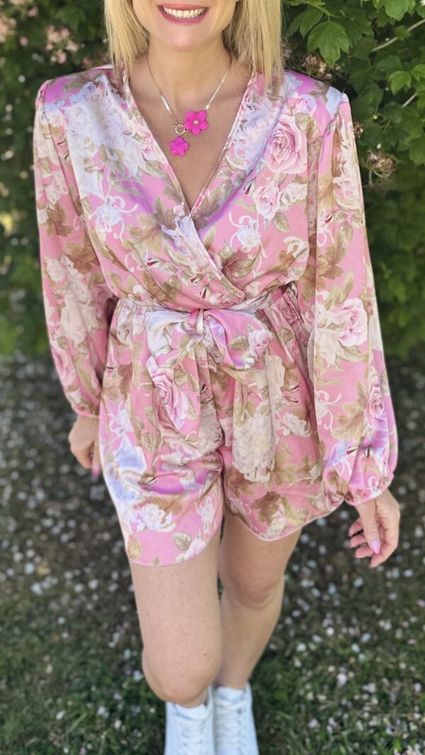 Combishort fleurie TAMARA - Rose
