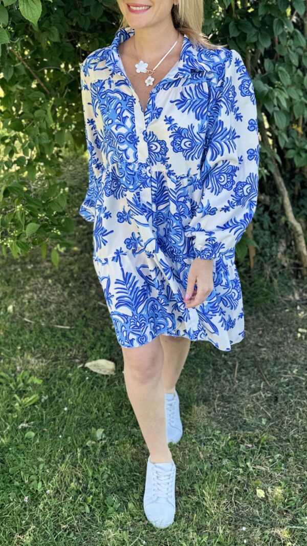 Robe chemise florale OPHELIE - Bleu