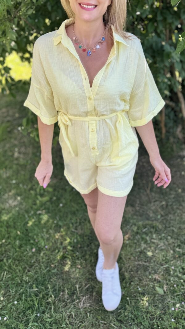 Combishort en gaze de coton AGLAE - Jaune