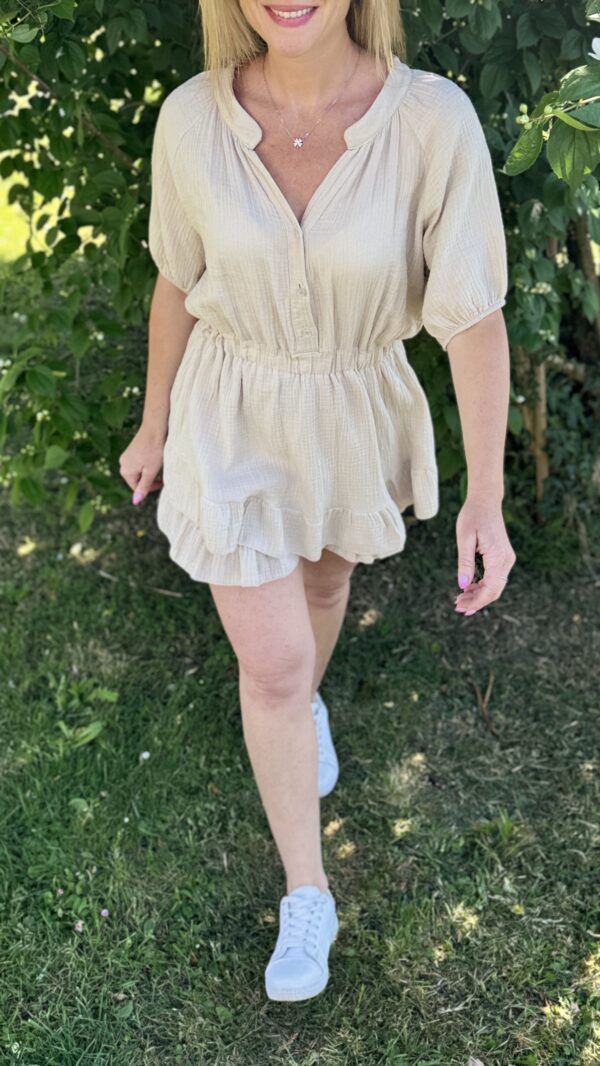 combishort en gaze de coton SUZANNE - Beige
