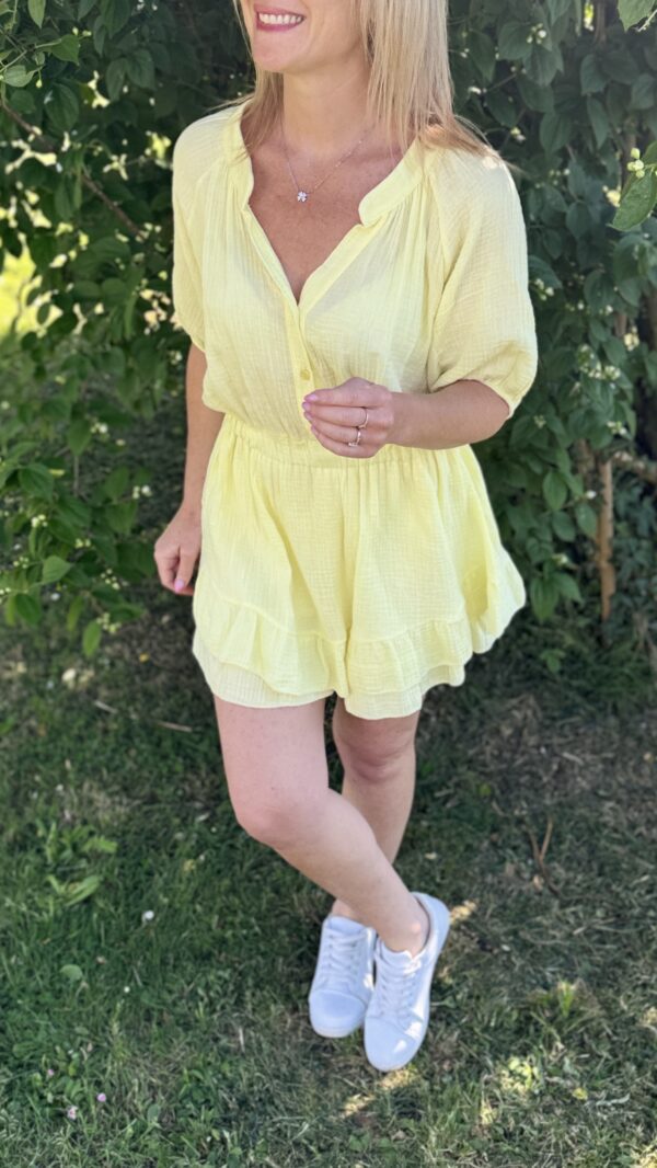 Combishort en gaze de coton SUZANNE - Jaune