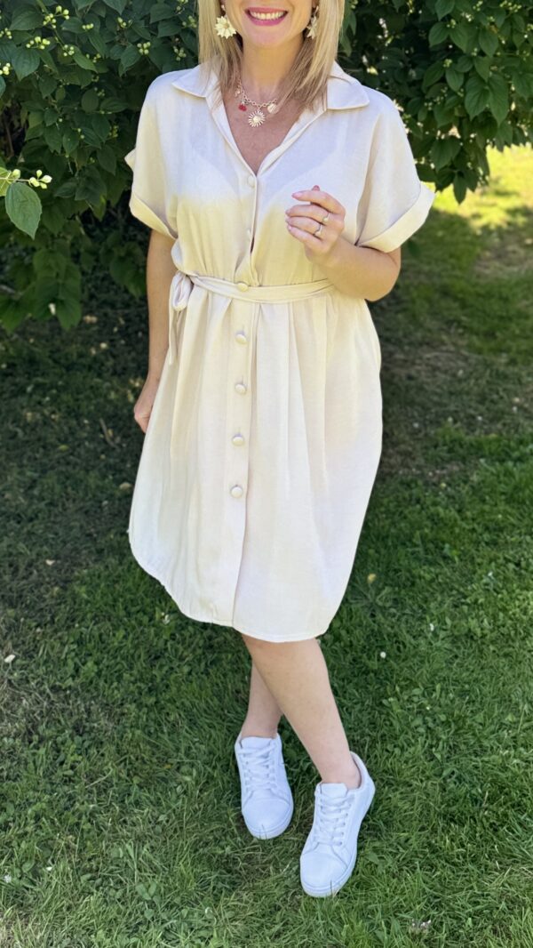 Robe chemise effet lin AURELIE - Beige