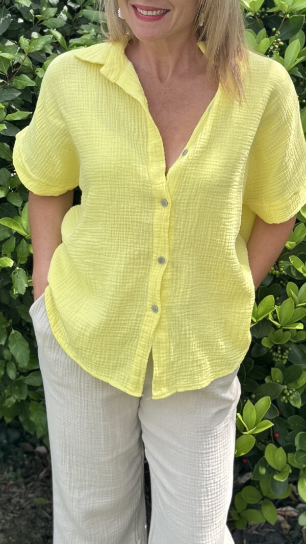 Chemise en gaze de coton LUCINDA - Jaune