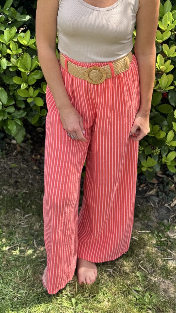 Pantalon large à rayures ENYA - Corail